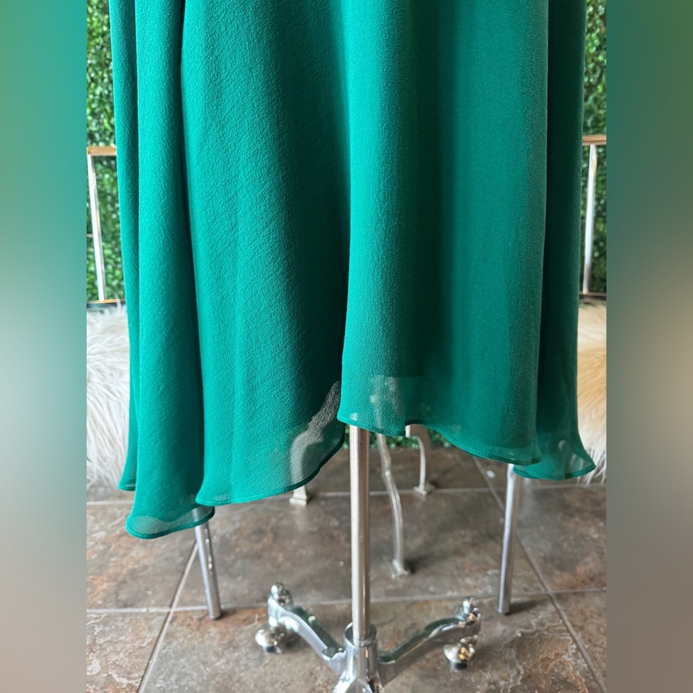 New DONNA RICCO Silk Chiffon and Charmeuse Halter Dress-Emerald green size 8 - Picture 5 of 10